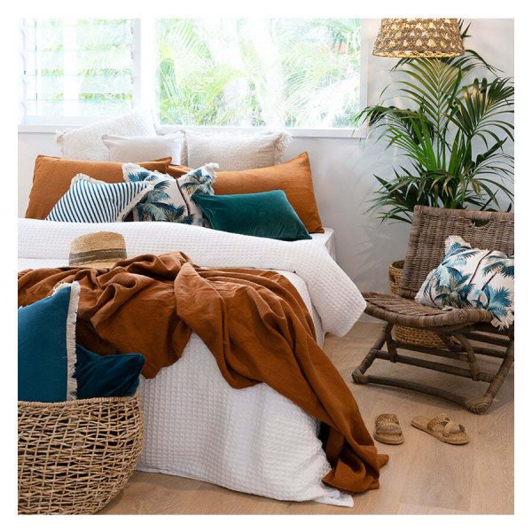 Cushion Cover-Coastal Fringe Natural-Palm Trees Natural