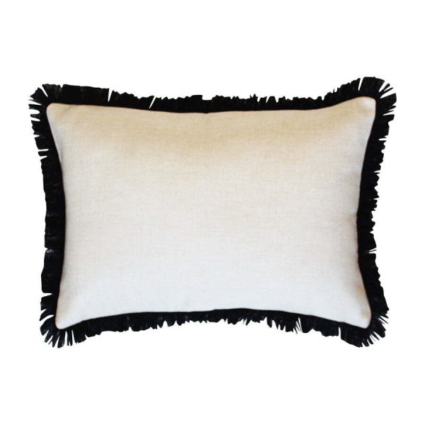 Cushion Cover-Coastal Fringe Black-Solid Natural