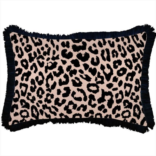 Cushion Cover-Coastal Fringe Black-Jungle Peach