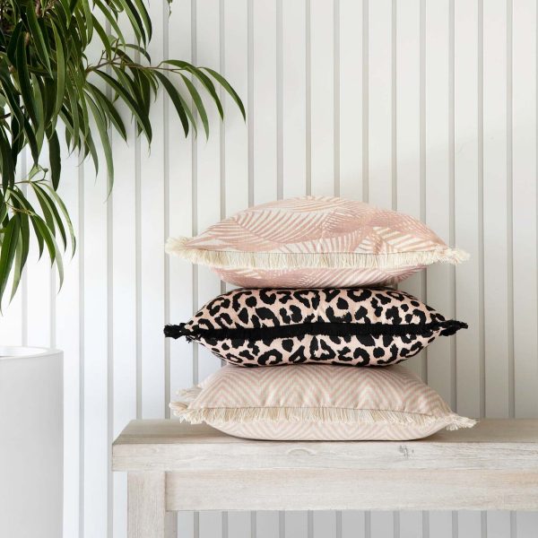 Cushion Cover-Coastal Fringe Black-Jungle Peach