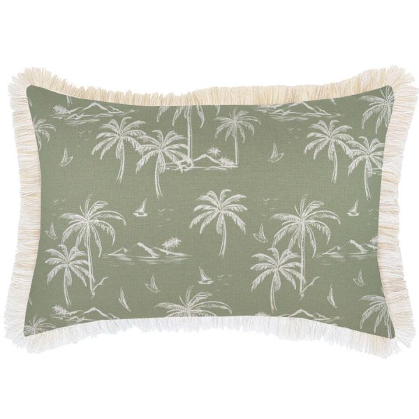 Cushion Cover-Coastal Fringe Natural-Postcards Sage