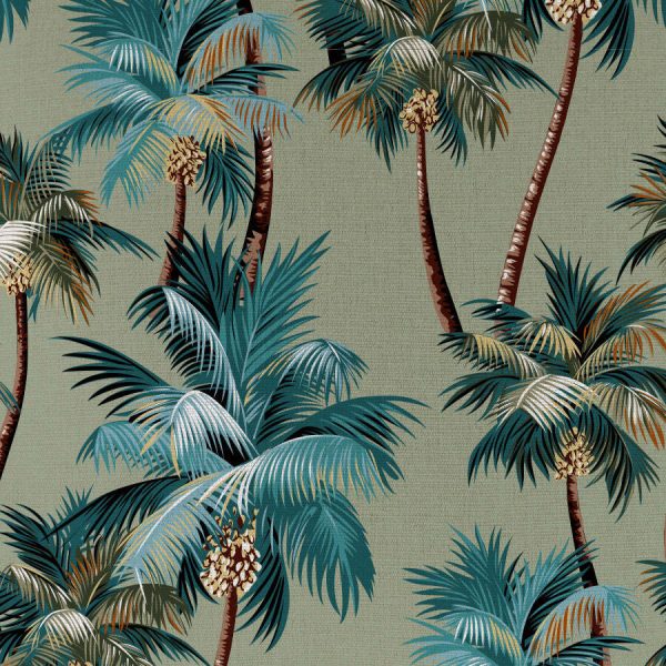 Cushion Cover-Coastal Fringe Natural-Palm Trees Sage