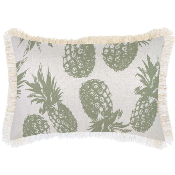 Cushion Cover-Coastal Fringe Natural-Pineapples Sage