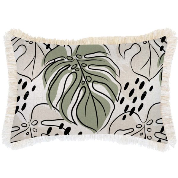 Cushion Cover-Coastal Fringe Natural-Rainforest Sage