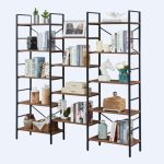 YES4HOMES Industrial Vintage Shelf Bookshelf, Wood and Metal Bookcase Furniture for Home & Office