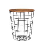 YES4HOMES Vintage Round Coffee Tables Set of 2 Side Tables Robust Steel Frame for Living Room Bedroom Rustic Brown and Black
