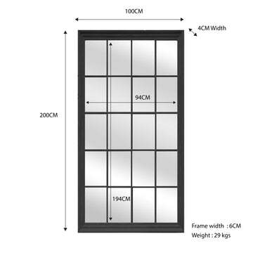 Window Style Mirror – Rectangle 100cm x 200cm