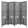 Bogota 4 Panel Room Divider Screen Privacy Shoji Timber Wood Stand – Dark Grey