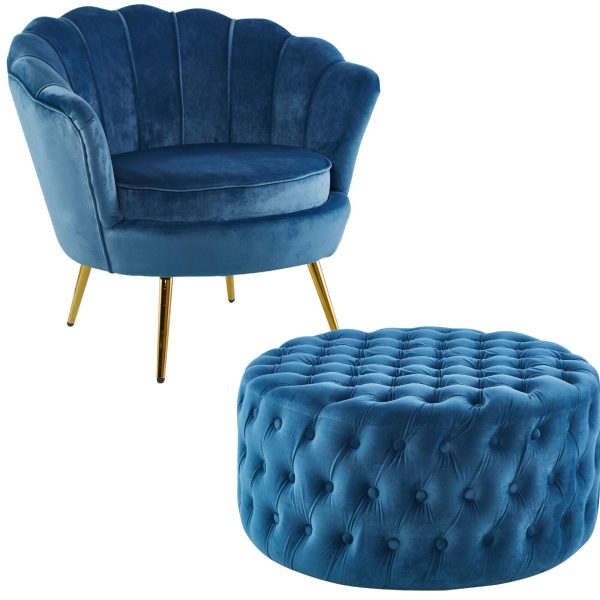 Bloomer Velvet Fabric Accent Sofa Love Chair