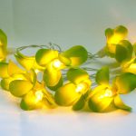1 Set of 20 LED Green Frangipani Flower Battery String Lights Christmas Gift Home Wedding Party Decoration Outdoor Table Garland Wreath