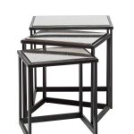 Black Iron Nested Tables with Stainless Steel Top in Set of 3