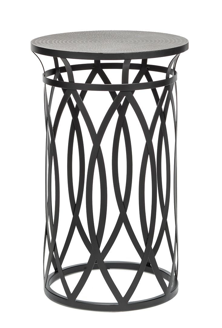 Elon Black Round Iron Side Table with Cross Legs and Top