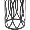 Elon Black Round Iron Side Table with Cross Legs and Silver Finish Top