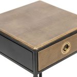 Dobbs Black Bedside Table with Storage Drawer and Gold Finished Textured Top