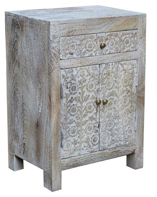 Mountain 2 drawer whitewashed bedside cabinet takai design