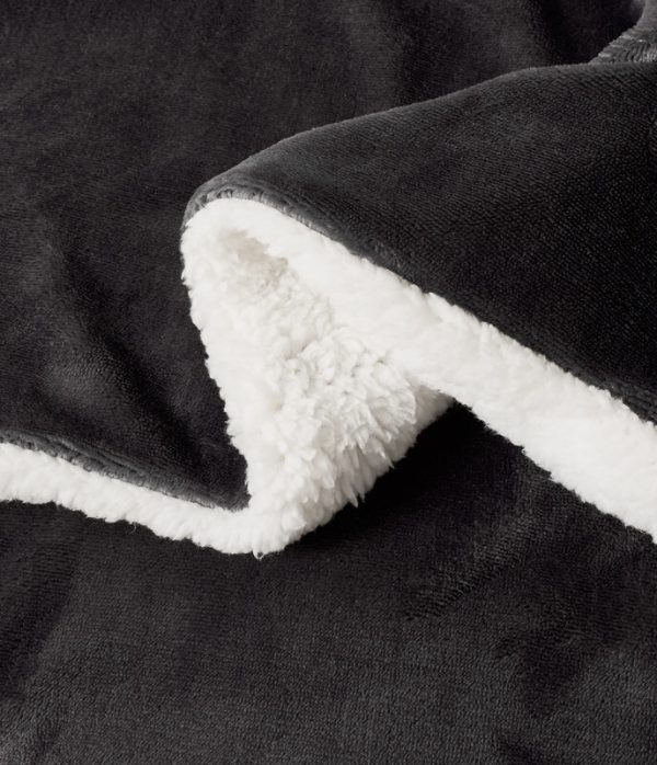 2 in 1 Teddy Sherpa  Quilt Cover Set and Blanket single size charcoal