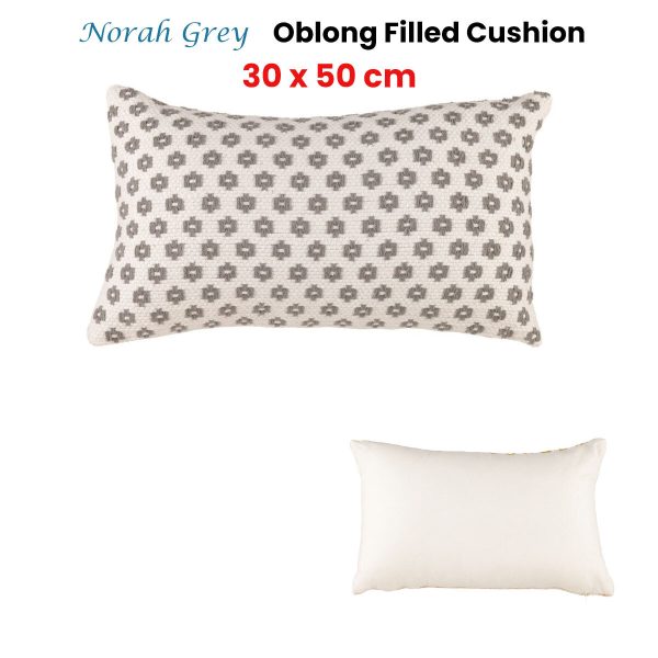 Accessorize Norah Grey Rectangular Filled Cushion 30cm x 50cm