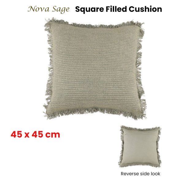 Accessorize Nova Sage Square Filled Cushion 45cm x 45cm