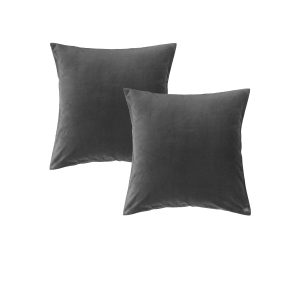 Pair of Cotton Velvet European Pillowcases Smokey Rose