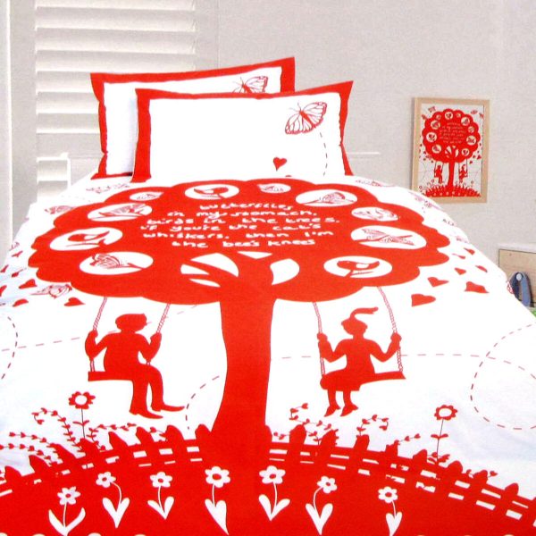 Happy Kids The Bees Knees Red Quilt Cover Set Single