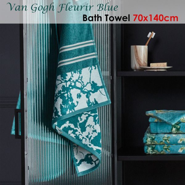 Bedding House Van Gogh Fleurir Blue Bath Towel
