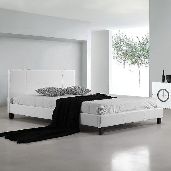 Renmark Queen PU Leather Bed Frame White