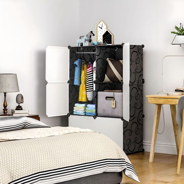 3 Tier 6-Cube Portable Wardrobe Divide-Grid Modular Storage Organiser Foldable Closet