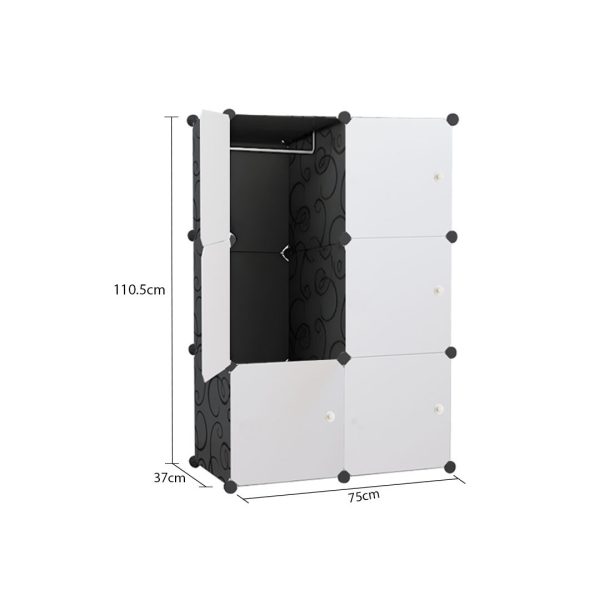 3 Tier 6-Cube Portable Wardrobe Divide-Grid Modular Storage Organiser Foldable Closet