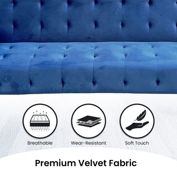 Pinole Ava Tufted Velvet Sofa Bed by Sarantino – Blue