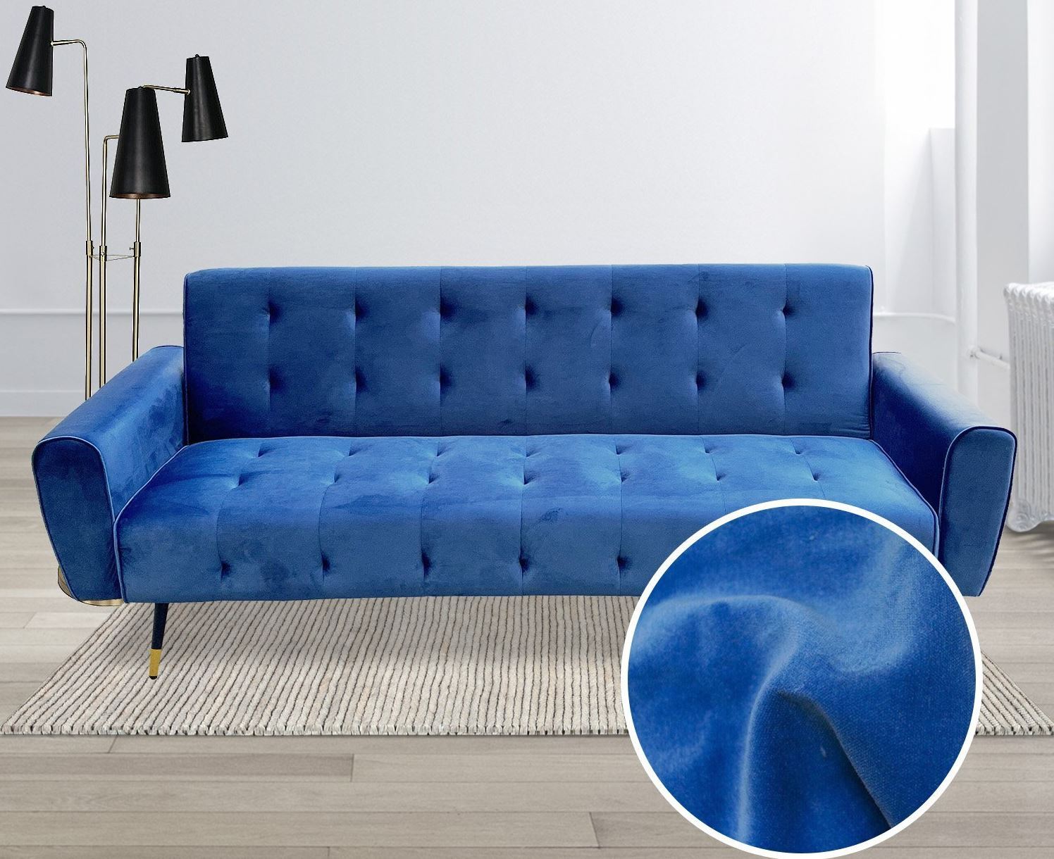 Pinole Ava Tufted Velvet Sofa Bed by Sarantino