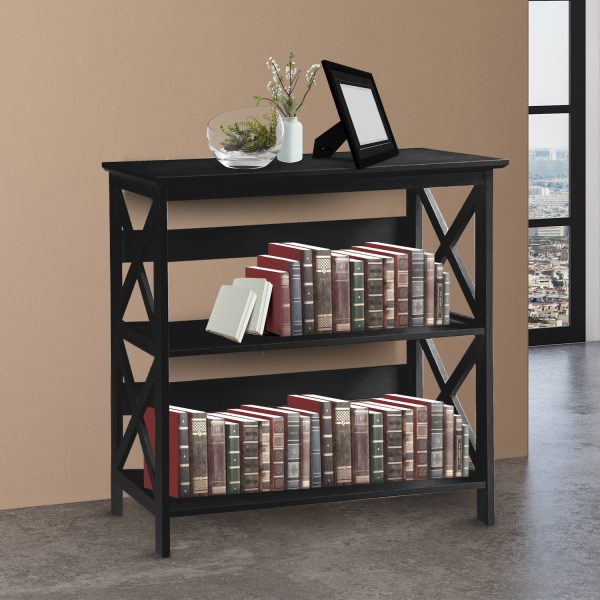 Sarantino Lucas 3-Tier Bookshelf Display Rack – Black