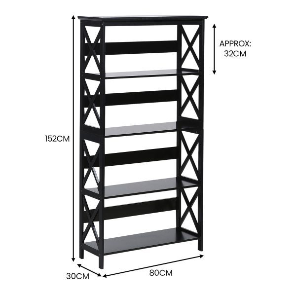 Sarantino Daphne 5-Tier Cross Panel Bookshelf