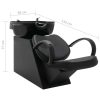 Salon Shampoo Chair with Washbasin Faux Leather – Black, Without Footrest