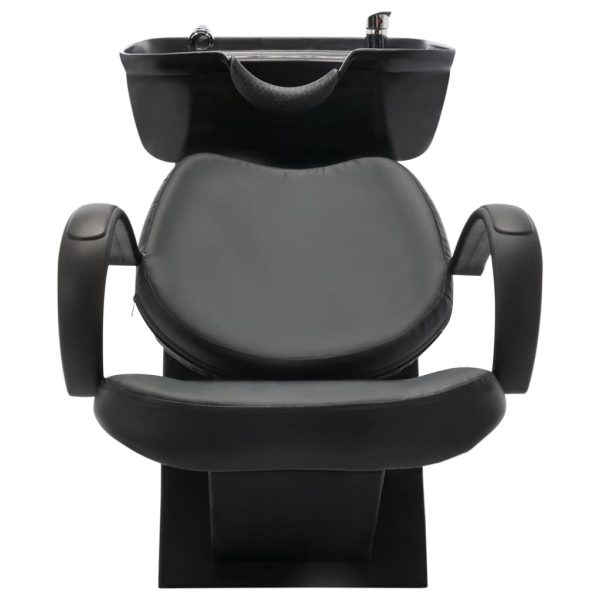 Salon Shampoo Chair with Washbasin Faux Leather – Black, Without Footrest