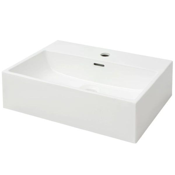 Basin with Faucet Hole Ceramic White – 51.5×38.5×15 cm