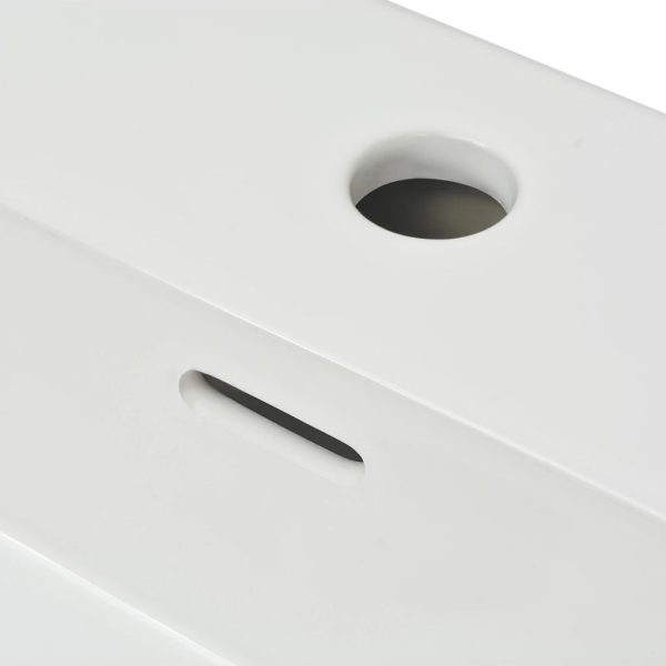 Basin with Faucet Hole Ceramic White – 76×42.5×14.5 cm