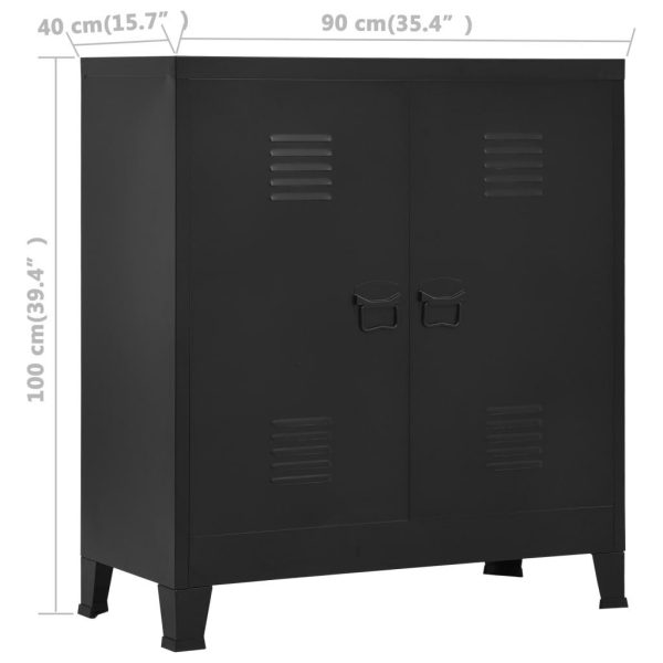 Industrial Storage Chest 90x40x100 cm Steel – Black
