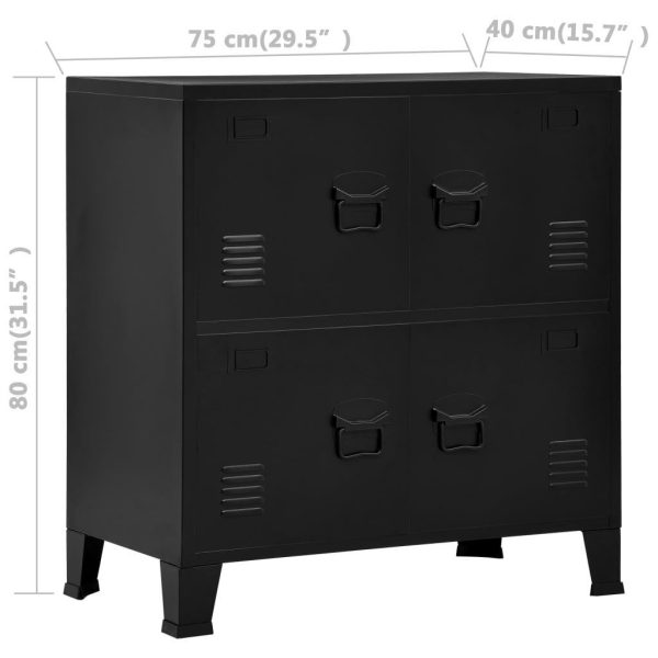 Industrial Storage Chest Steel – 75x40x80 cm, Black