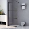 Walk-in Shower Wall with Clear ESG Glass Black – 80×195 cm