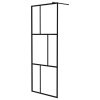 Walk-in Shower Wall with Tempered Glass Black – 80×195 cm