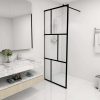 Walk-in Shower Wall with Tempered Glass Black – 80×195 cm