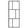 Walk-in Shower Wall with Tempered Glass Black – 80×195 cm