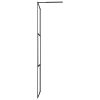 Walk-in Shower Wall with Tempered Glass Black – 80×195 cm