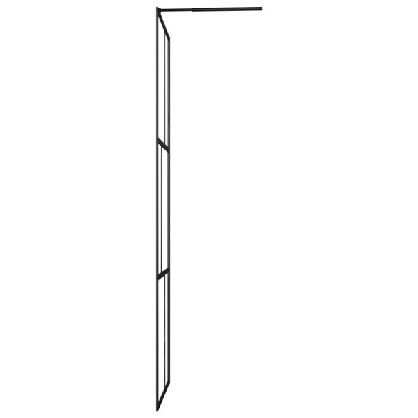 Walk-in Shower Wall with Tempered Glass Black – 80×195 cm