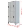 Locker Cabinet with 6 Compartments Steel 90x45x180 cm – Grey, With 6 Lockers
