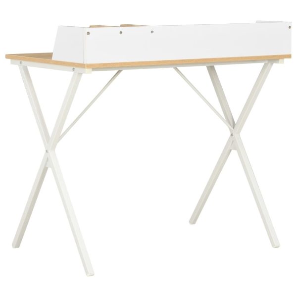 Desk and Natural 80x50x84 cm – White and Brown