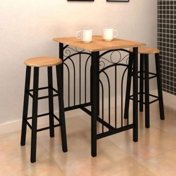 Breakfast/Dinner Table Dining Set MDF with – Black and Tan