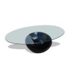 Coffee Table with Oval Glass Top – Black