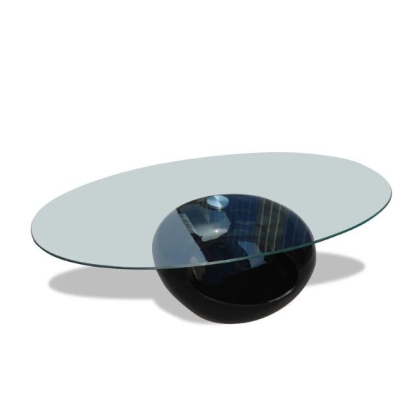 Coffee Table with Oval Glass Top