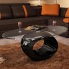 Coffee Table with Oval Glass Top – Black